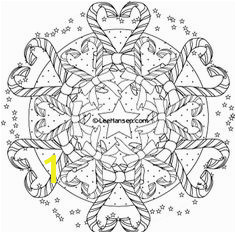 Sweet hearts design candy cane Christmas mandala wreath design coloring page is a plicated and challenging