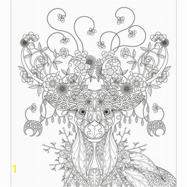 A detailed adult Christmas coloring page of a reindeer