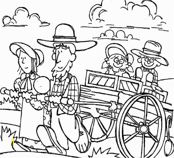 Clipart Pioneer Family Coloring Page