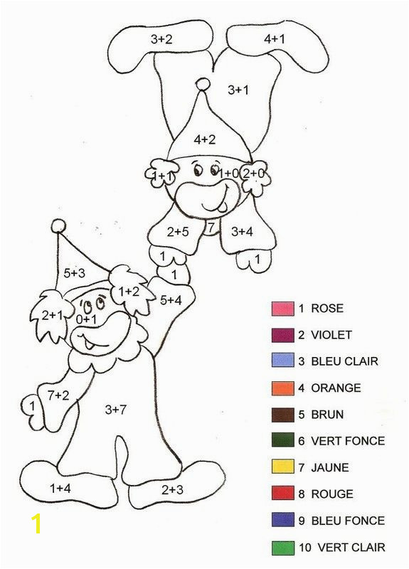 Coloriage magique Clown 2 Addition