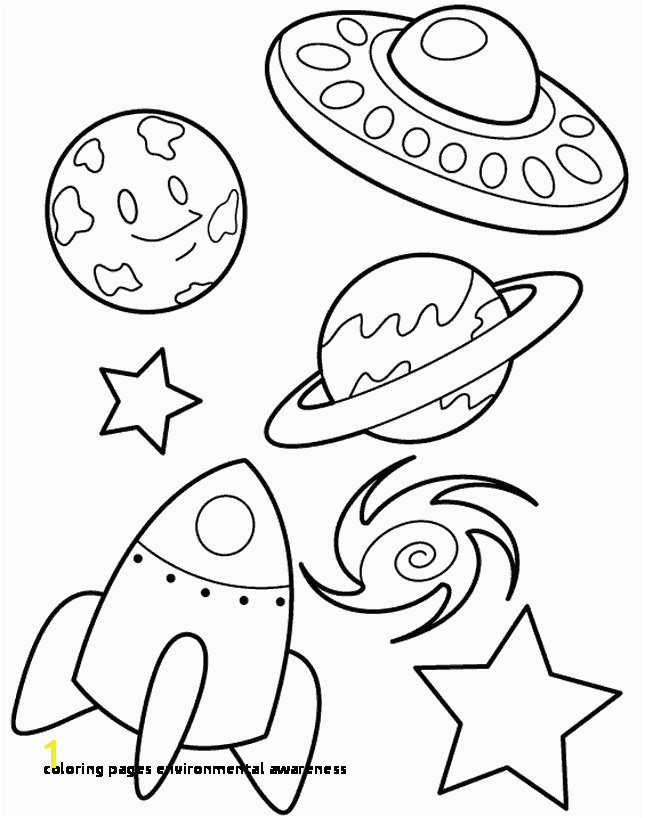 Space rocket planets coloring page for kids Página para