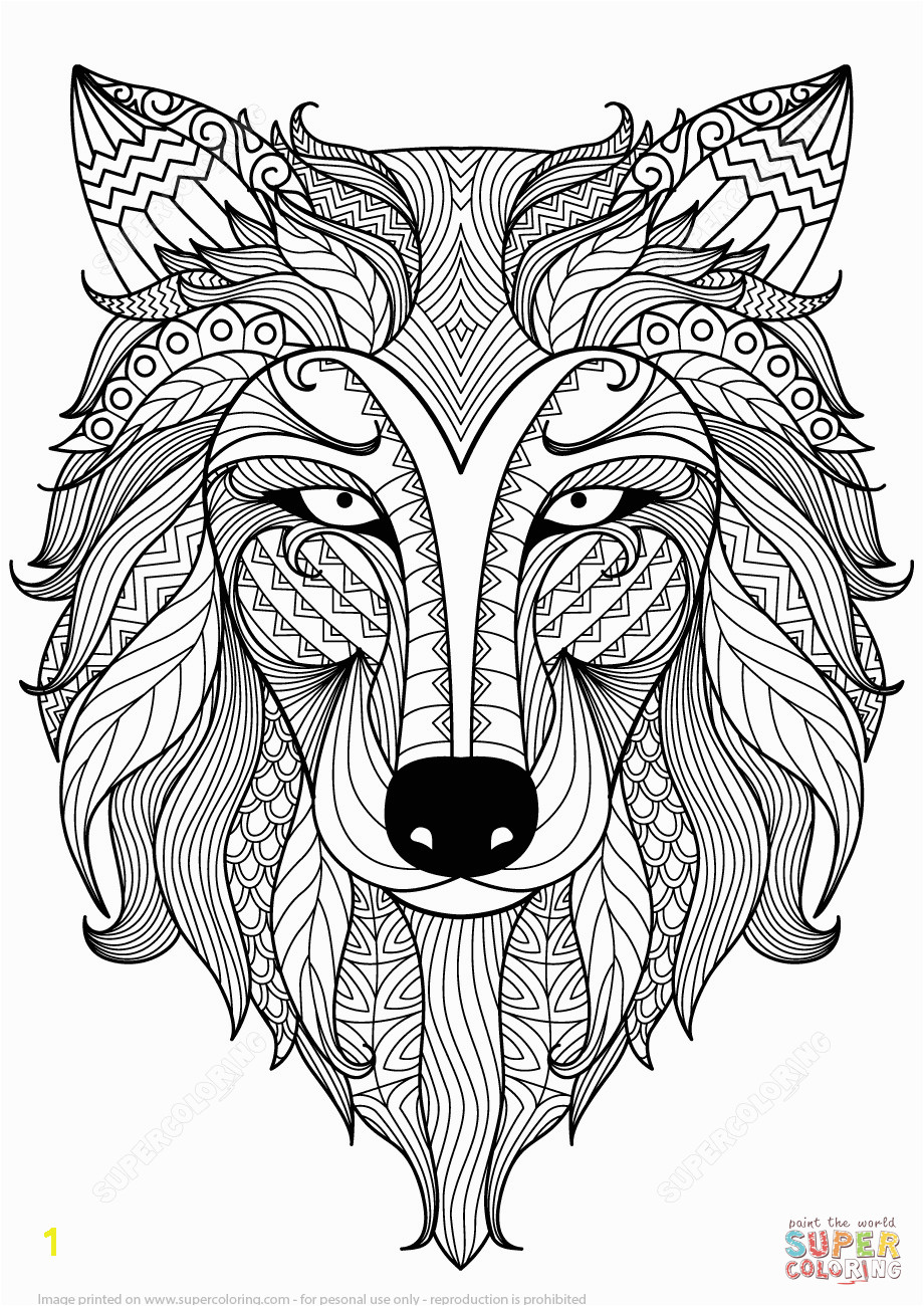 the Wolf Zentangle coloring pages to view printable version or color it online patible with iPad and Android tablets