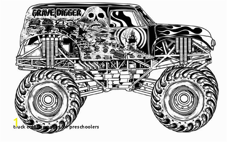 Coloring Pages Monster Trucks Grave Digger Truck Coloring Pages for Preschoolers Grave Digger Coloring Pages