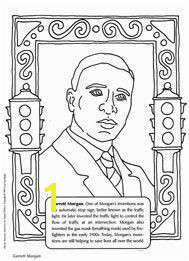 Garrett Morgan coloring sheet inventor of the traffic light and gas mask