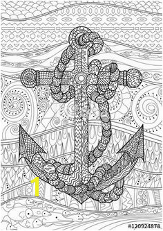 Black and white illustration of an anchor coloring page Beach Coloring Pages Adult Coloring Pages