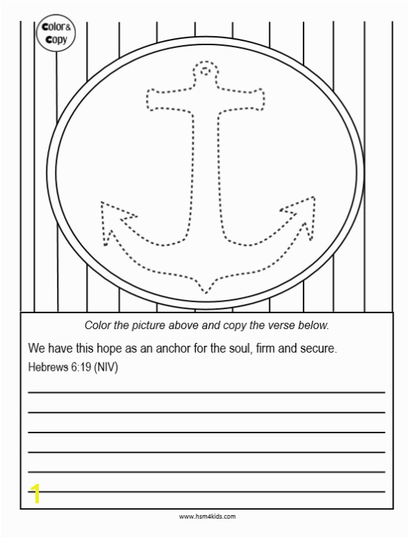 Anchor for the Soul Coloring Sheet and Memory Verse