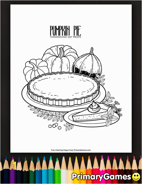 Free printable Thanksgiving Coloring Pages eBook for use in your classroom or home from PrimaryGames Print and color this Pumpkin Pie coloring page