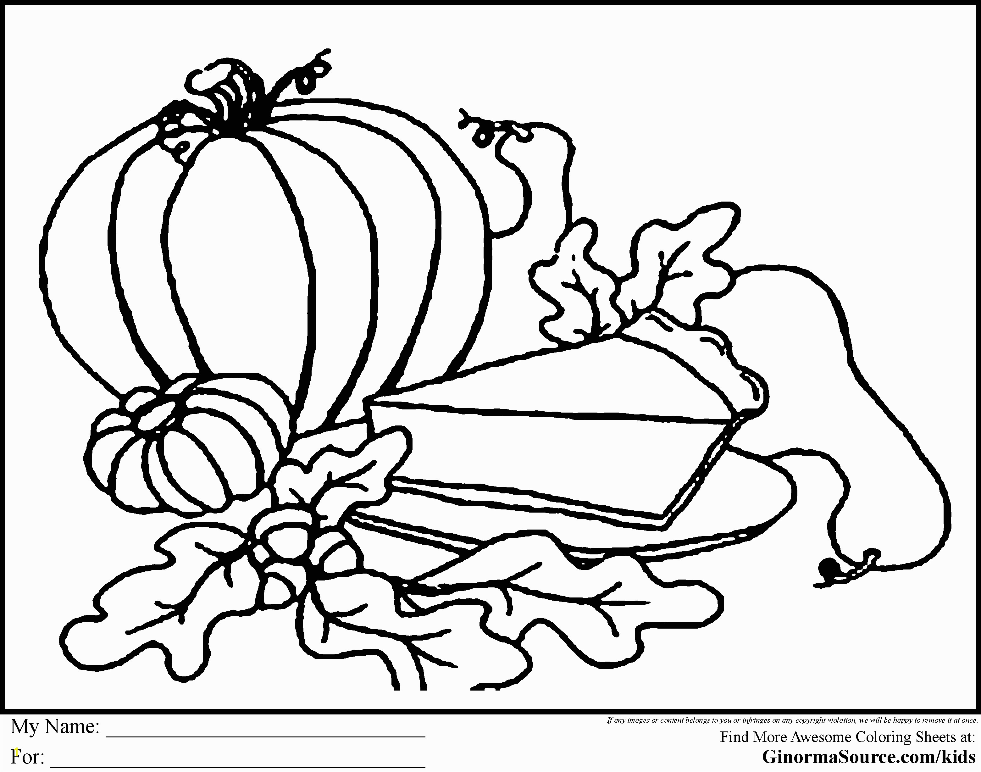 Thanksgiving Coloring Pages Pumpkin Pie