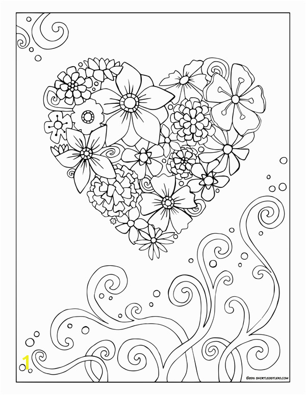 Heart of Flowers Coloring Sheet