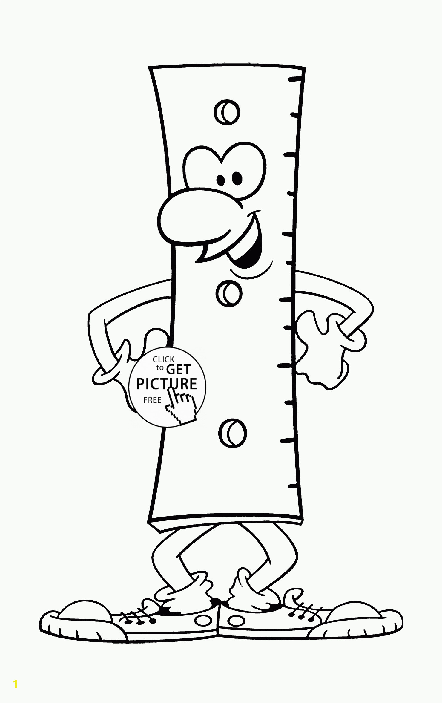 Back to School Funny Ruler coloring page for kids educational coloring pages printables free Wuppsy