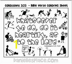 Colossians 3 23 Bible Verse Coloring Sheet for Sunday School Kids Sunday School Lessons