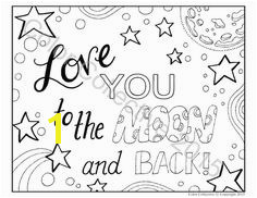 Adult Coloring Page Digital Download Love You To The Moon And Back DIY Art