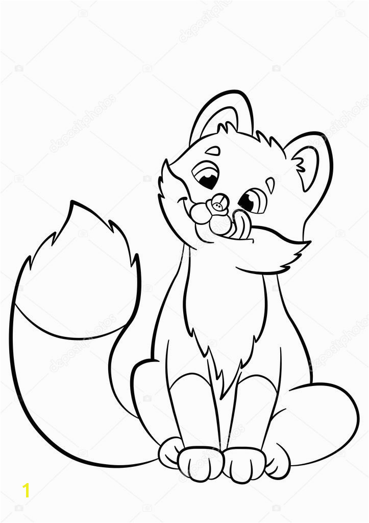 Cute Little Baby Animal Coloring Pages Coloring Pages Wild Animals Little Cute Baby Fox Looks at the Fly