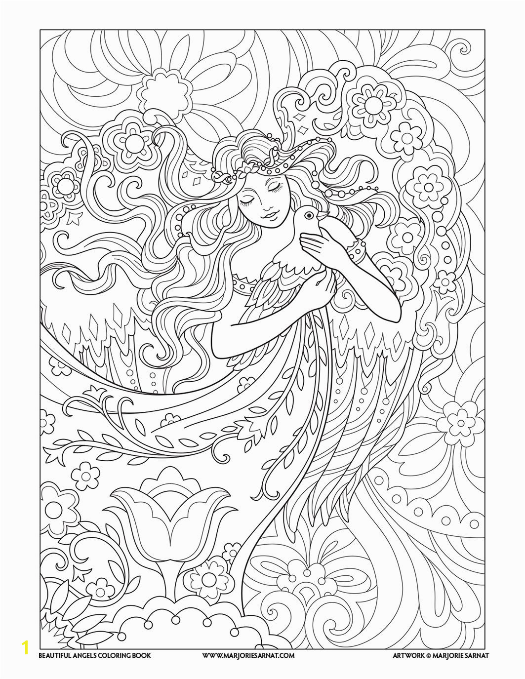 Angel with Dove Beautiful Angels Coloring Book
