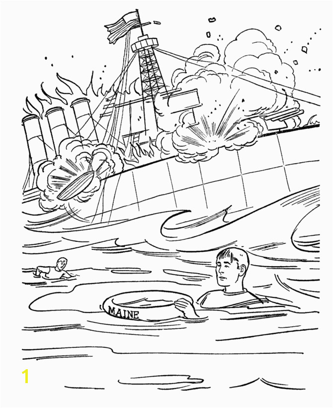 USA Printables The Sinking of the Battleship Maine US History Coloring Pages