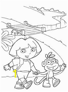 Dora And Boots Want To Walk Across The Bridge Coloring Pages Dora The Explorer Coloring