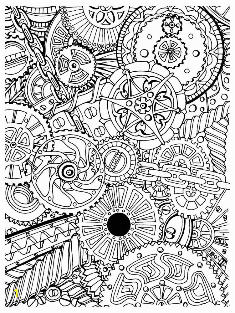intricate design of gear for adult difficult coloring pages