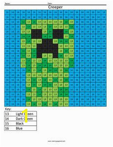 Minecraft Creeper Color by Number Minecraft Coloring Pages Sumo Math Enrichment Math