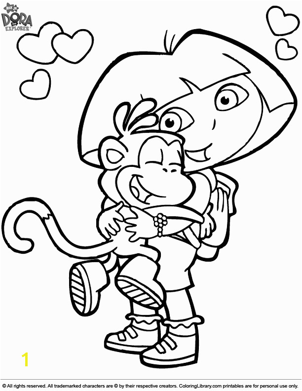Dora the Explorer and Boots hugging color sheet