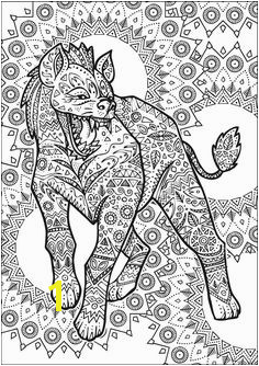 Hyena Advanced Adult Coloring Page Creative Haven "Untamed Designs" by Dover Publications