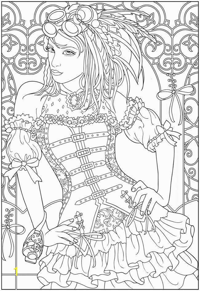 Creative Haven Steampunk Fashions sample colouring pages Dover Publications