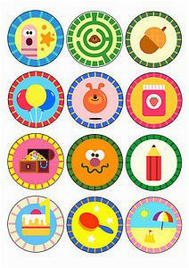 HEY DUGGEE BADGES CUPCAKE TOPPERS 12 x 6cm A4 ICING SHEET