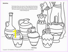 Enjoy coloring this picture of the pots Elijah poured oil into to to save the widow woman and her sons