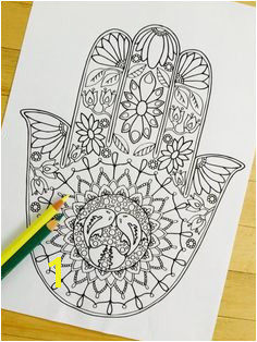 Hand Drawn Adult Coloring Page Print "Hamsa Water" Like this maybe put