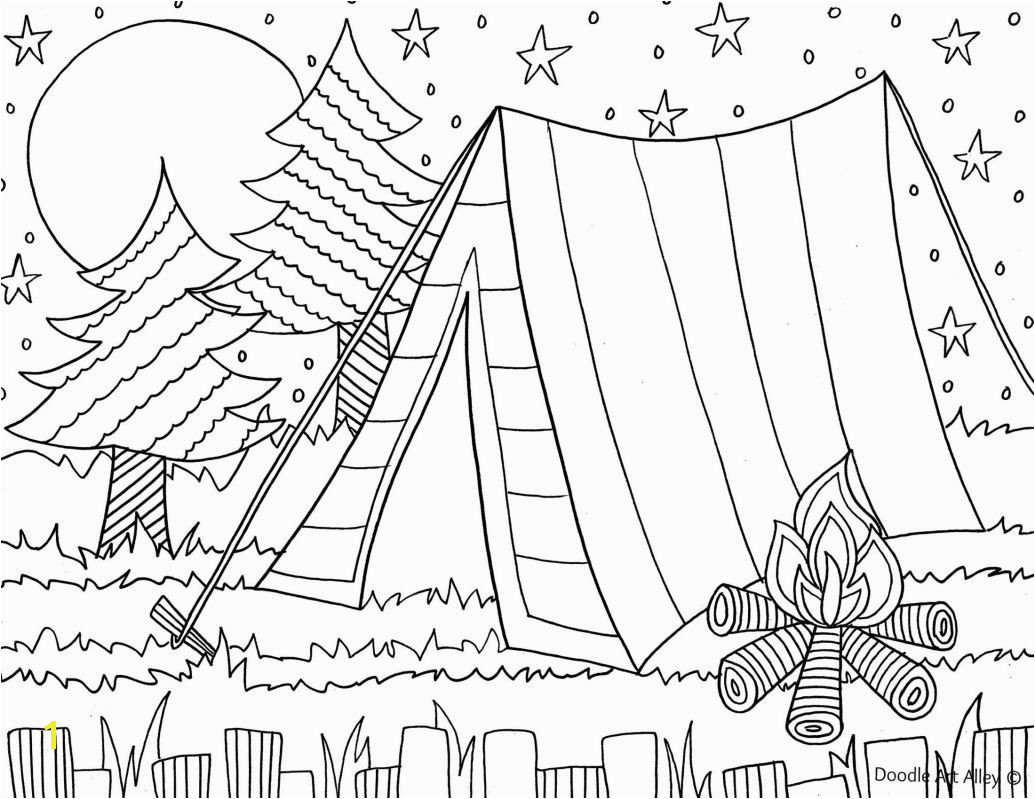 camping coloring page for the kids
