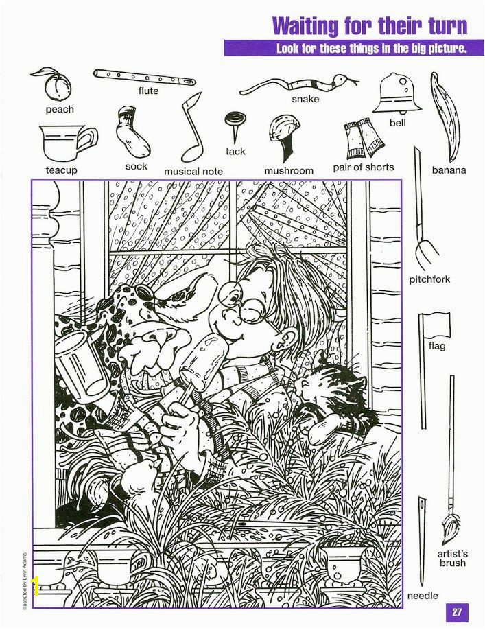 Waiting for Their Turn Hidden Picture Coloring Page Hidden Picture Games Hidden Picture Puzzles