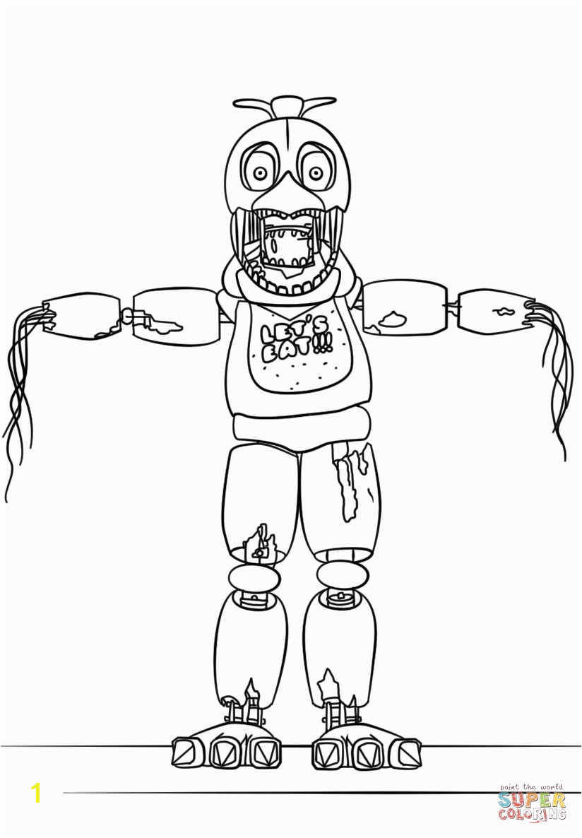 Fnaf Coloring Pages All Characters Elegant Fnaf withered Chica Coloring Page Fnaf Coloring Pages All