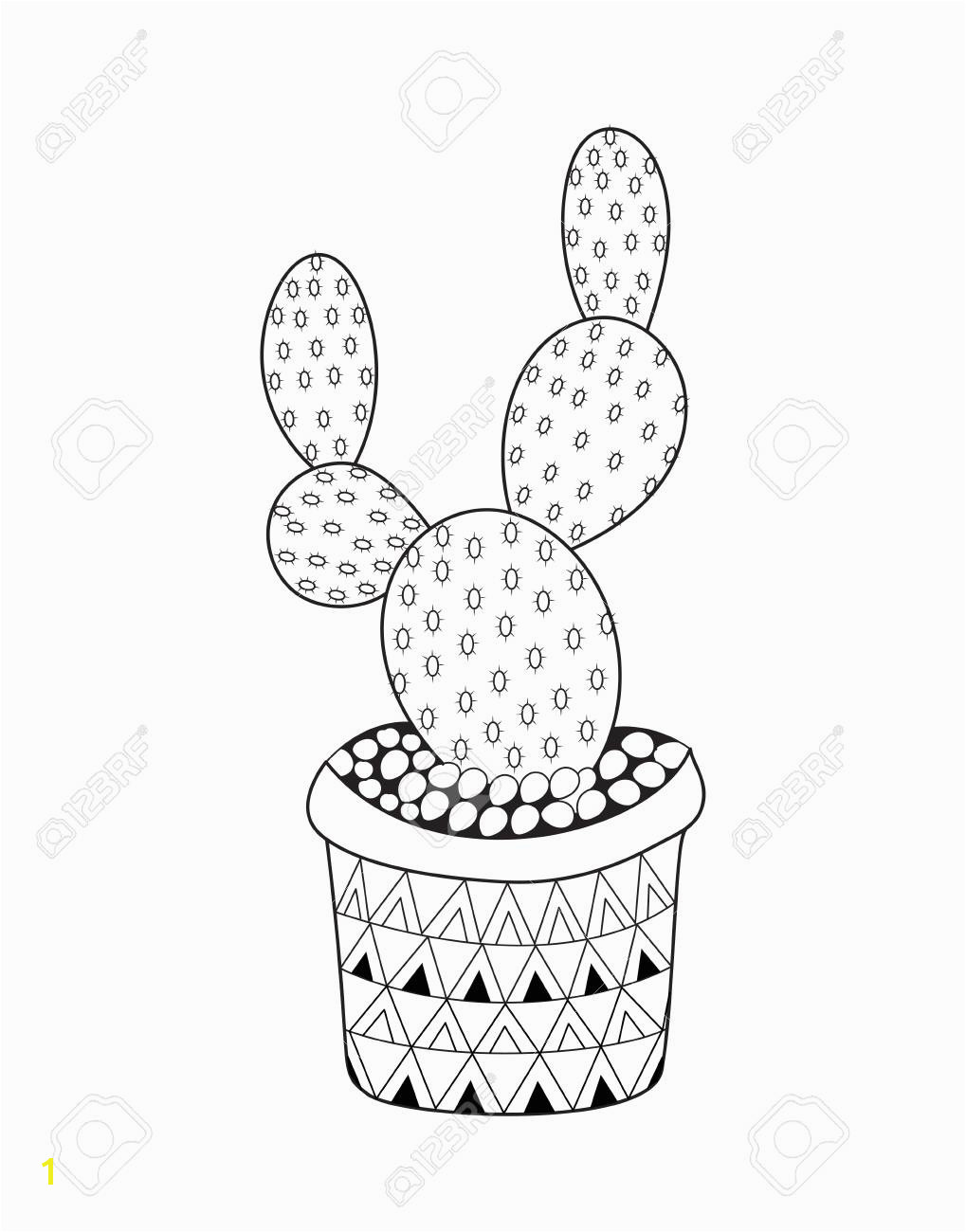 Cactus Opuntia microdasys cactus for adult coloring page vector illustration Stock Vector