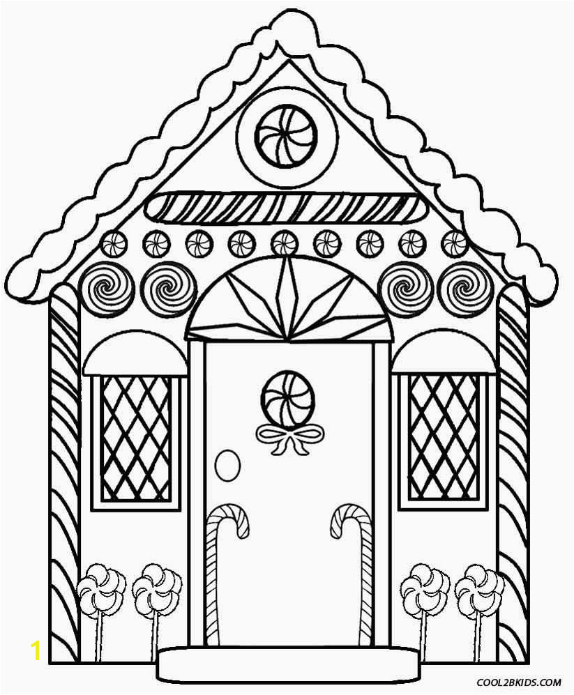 Printable Gingerbread House Coloring Pages For Kids