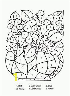 Color by Number Flowers in Vase coloring page for kids education coloring pages printables free