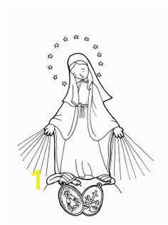 Immaculate Conception Miraculous Medal Catholic Coloring Page