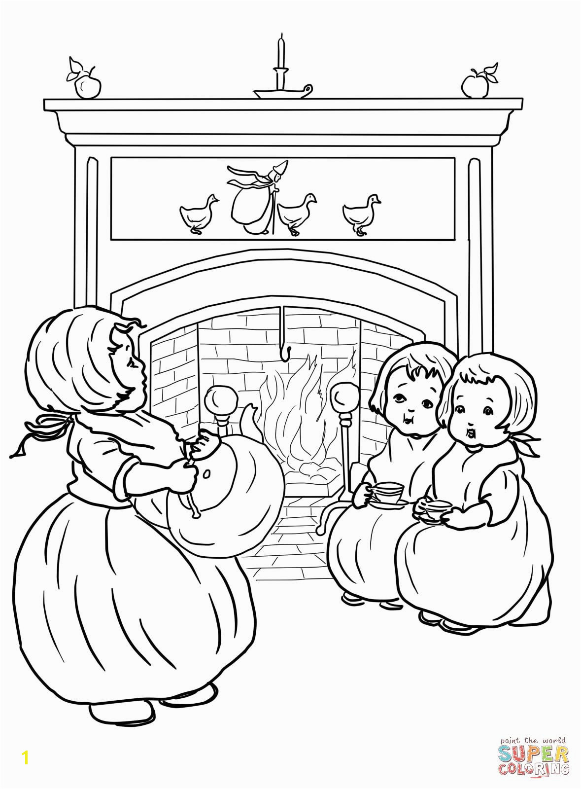 Polly Put the Kettle on Nursery Rhyme Coloring page Printable Crafts Free Printables Mary