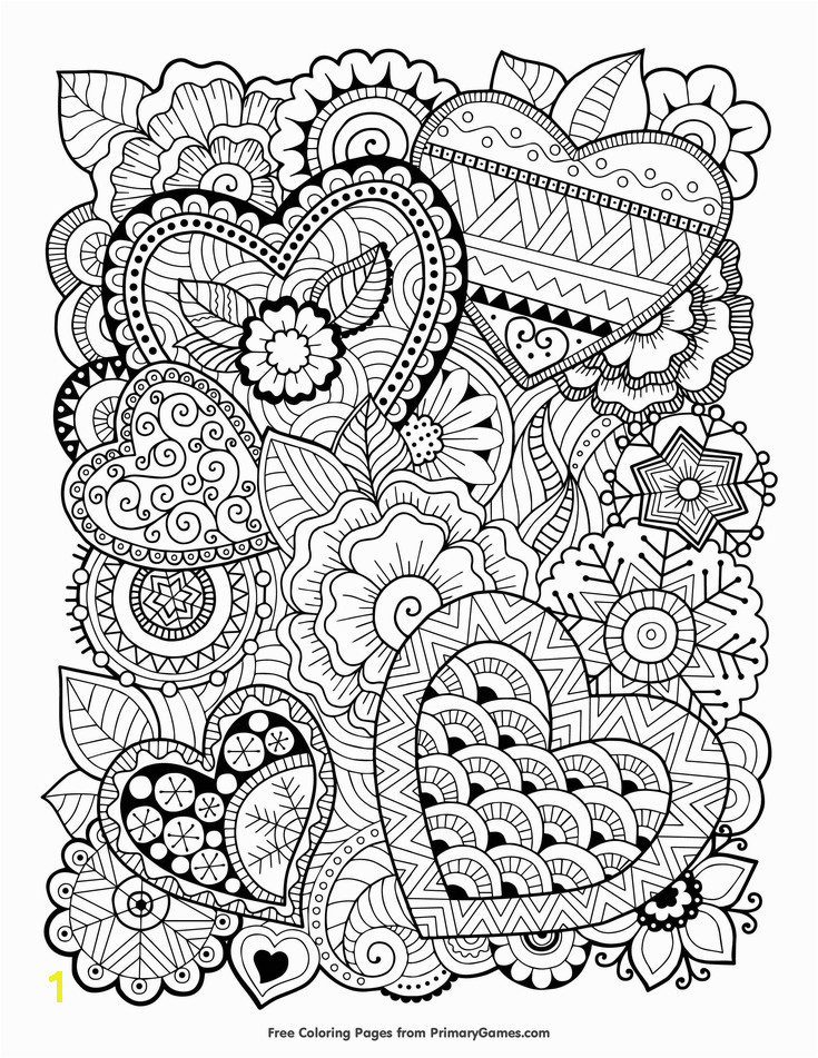 Free printable Valentine s Day coloring pages for use in your classroom and home from PrimaryGames Print and color this Zentangle Hearts coloring page