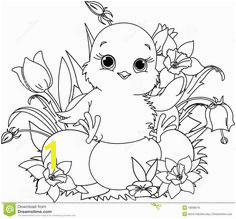 Happy Easter Chick Coloring Page Stock Vector Illustration of baby clip