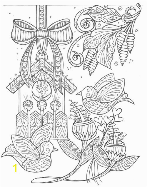Birds & Flowers Spring Coloring Page