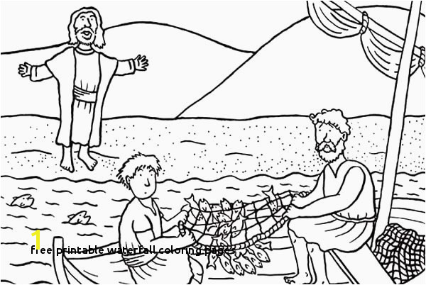 Free Printable Waterfall Coloring Pages Fish Coloring Pages for Kids Disciples Od Jesus Christ Catching Fish