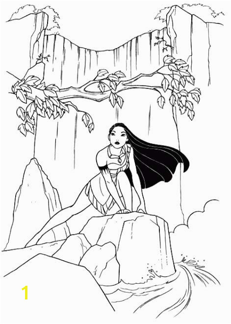 s Princess Pocahontas Waterfall Coloring Pages