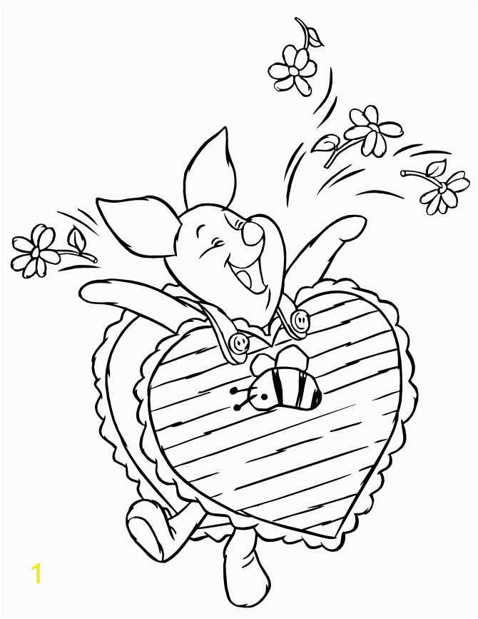 Free Valentine Coloring Pages Disney Piglet Wearing Valentines Day Chocolate Coloring Page