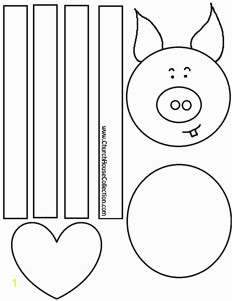 Pig Craft For Valentine s Day For Kids Coloring Page Printable Free Template by Church House Collection COLORED WITH and Without WORDS