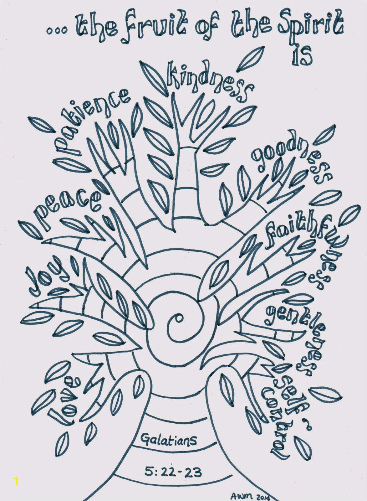 fruit of spirit reflective colouring