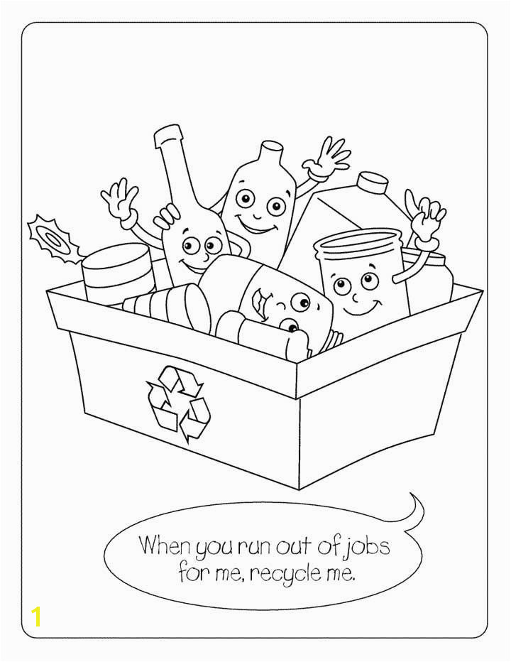 Recycling Coloring Page for Kids Free Printable Picture garbage pail