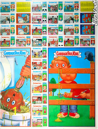 Uncut Garbage Pail Kids Sheets were auctioned off of eBay through the Topps Vault in the Summer of 2006 pictured below is a front and back image for the