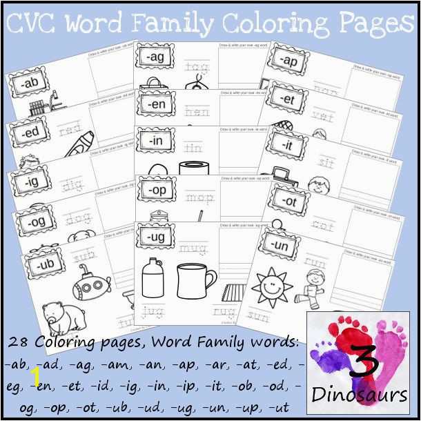 New CVC Word Family Coloring Pages Short A Vowel Best of 3 Dinosaurs Blog Pinterest