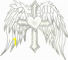 Angel Wings with Cross & Heart Cross With Wings Tattoo Cross Tattoos Tatoos