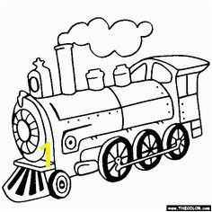 Steam Lo otive Train line Coloring Page