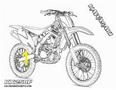 Get yer crayons for top 10 motorbike coloring pages fun Dirt bike printouts of FMX tricks Honda Kawasaki dirt bike parts